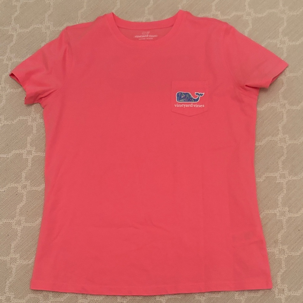 Vineyard Vines Pink Kids Tee with Blue Whale